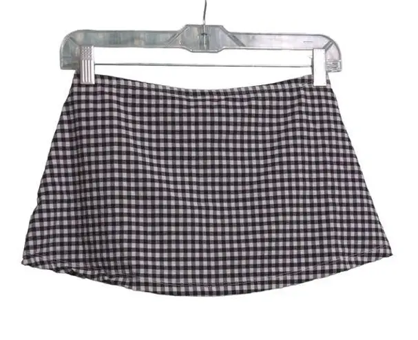 ANDIE  Swim The Skirt Skirted Bikini Bottoms Black and White Gingham Plaid XS