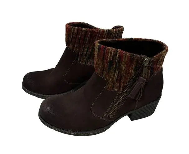 B.O.C. Charon Brown Suede Leather Tapestry Ankle Boots, Sz 6