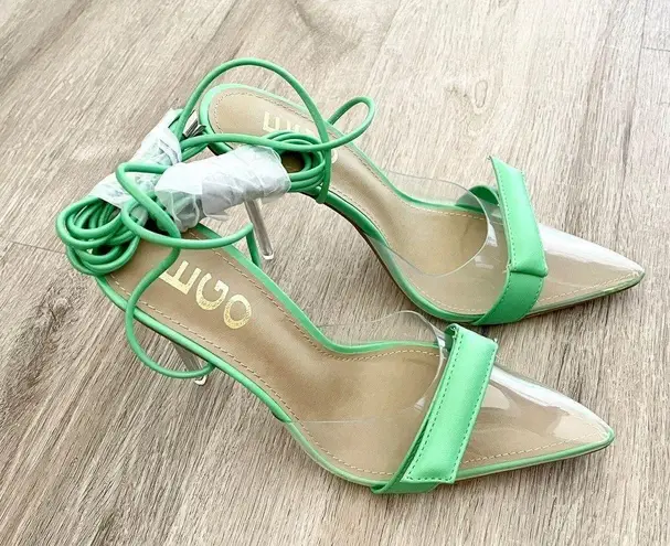 EGO NEW  green clear pointy lace up heels size 6