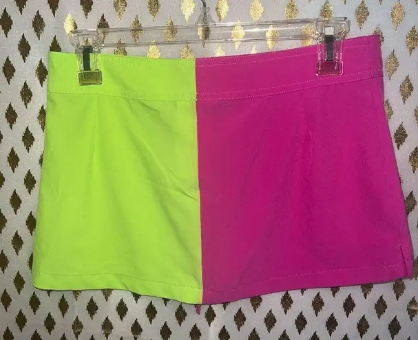 Love Shack Fancy NWT  X Hurley Solid Blocked Boardie Skirt neon pink green swimsuit