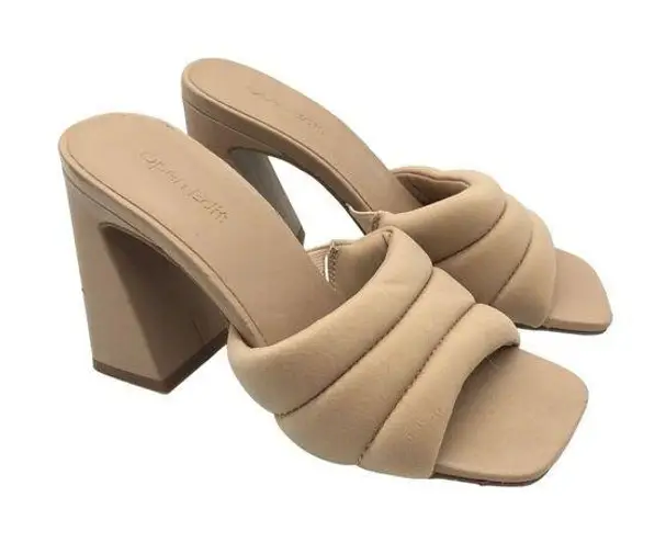 Open Edit Womens Sheena Puffy Strap Beige Block Heel Sandals Size 5.5