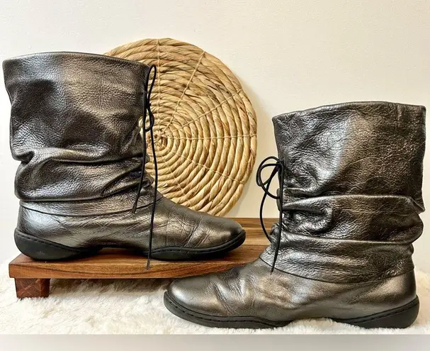 Trippen Metallic Leather Mid Rise Ankle Boots Size 36/6