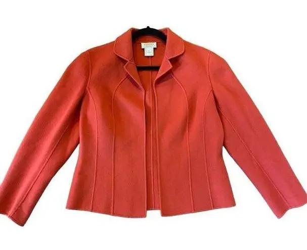 Talbots  vintage petite coral 100% wool open blazer size 8