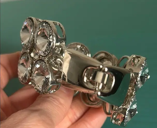 Statement Round Bezel Set Rhinestone Bridal Prom Formal Necklace Bracelet Set Silver