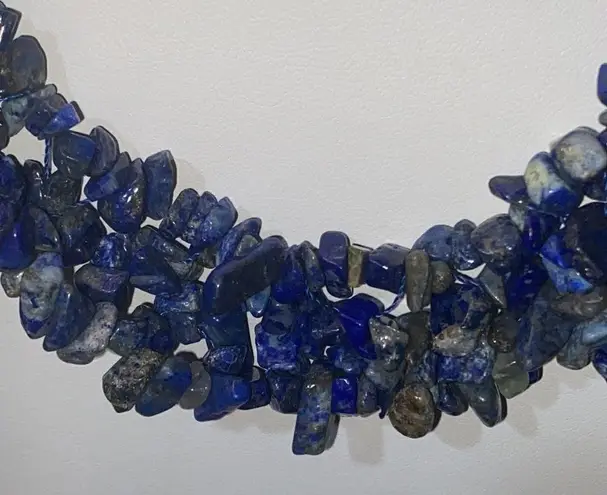 Lapis Lazuli Multi Strand Chip Necklace 16” Blue