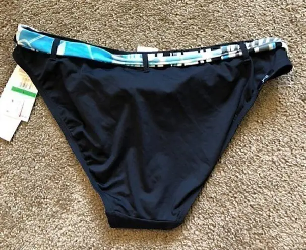 Jag jeans NEW NWT  Solid Black Blue White Belted Stripe Y2K Bikini BOTTOM Large