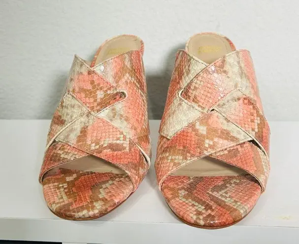 Johnston & Murphy Carrie Black Leather Slide Sandals Mule Heels Size 7.5