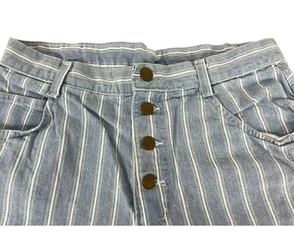 VTG Stuffed Shirt 90s Mom High Waist Striped 4 Button Denim Shorts 13/14