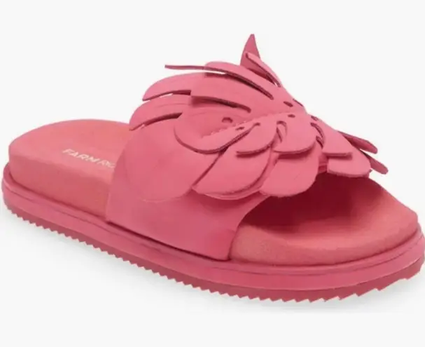 Farm Rio Pink Monstera Anatomic Leaf Slide Sandal