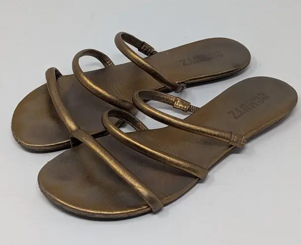 Schutz Flat Gladiator Slip On Sandal Gold Size 6.5