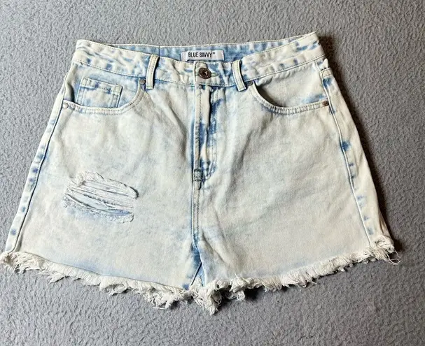 Blue Savvy Shorts Womens 7/28 Blue Distressed Light Wash Cutoff Shorts