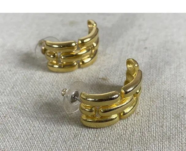 Givenchy VINTAGE MODERNIST PIERCED GOLDTONE EARRINGS