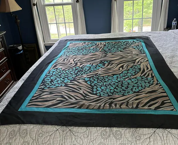 Carol Wior New Animal Print Scarf Sarong Brown/Black/Blue, Sz 60,5”x46,5”