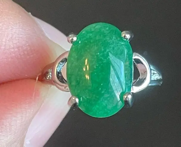 S925 silver green jade ring size 6.5