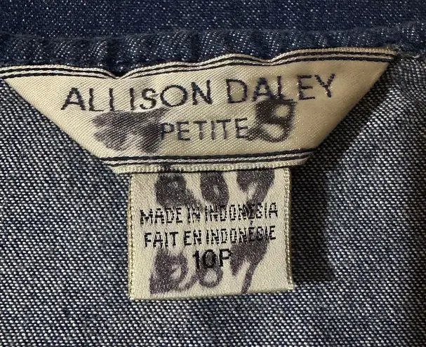 Allison Daley Vintage Nautical Theme Blue Denim Zip Front Vest Sailboat Flag 10P