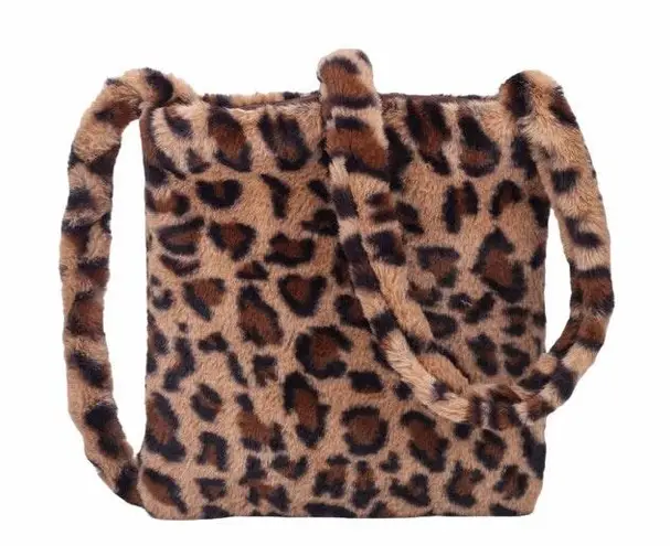 Leopard Print Fluffy Crossbody Bag Multi