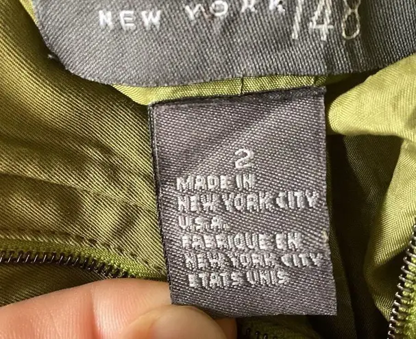 Lafayette 148 NY Olive Green Full Zip Front Collarless Blazer Jacket