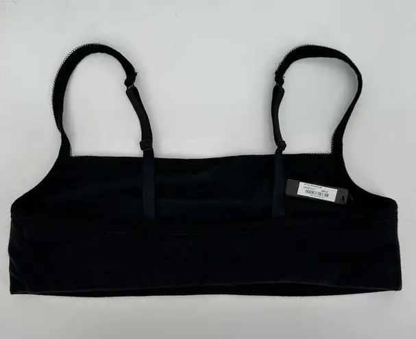 SKIMS Logo Pointelle Scoop Neck Bralette in Size 2X Color Soot Black NWT