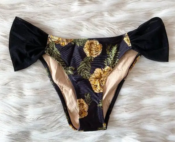 Somedays Lovin Some Days Lovin Black Floral Mesh Bikini Bottoms Sz M