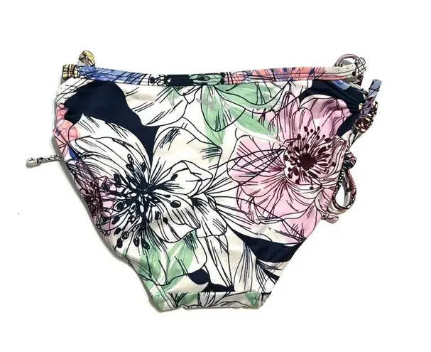 JoyLab Lace Up Hipster Bikini Bottom Navy Blue Floral NWOT XS