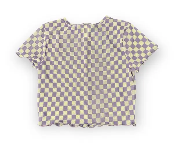 NWOT Checkered Mesh Purple/White Short Sleeve Top Purple Size M
