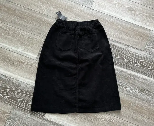 NWT Chartou Collection Sz 8 Black Corduroy Skirt Pull On Elastic Waist