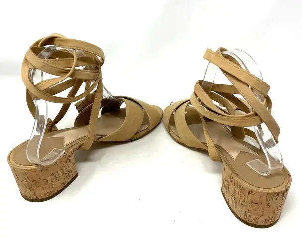 Brian Atwood  Astor Camel Nubuck Lace Up Tie Sandals Size US 8.5