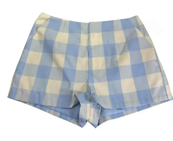 Avec Les Filles Blue Gingham Plaid Tailored Shorts Size 6 NWT Lined Dress Shorts