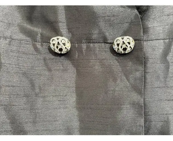 Ashro 2 Piece Skirt Suit Size 26W Black Satin Chiffon Collar Wedding Church