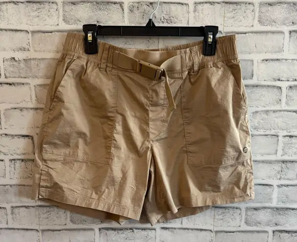 Mondetta Women’s Outdoor Project tan lightweight belted athletic shorts, large