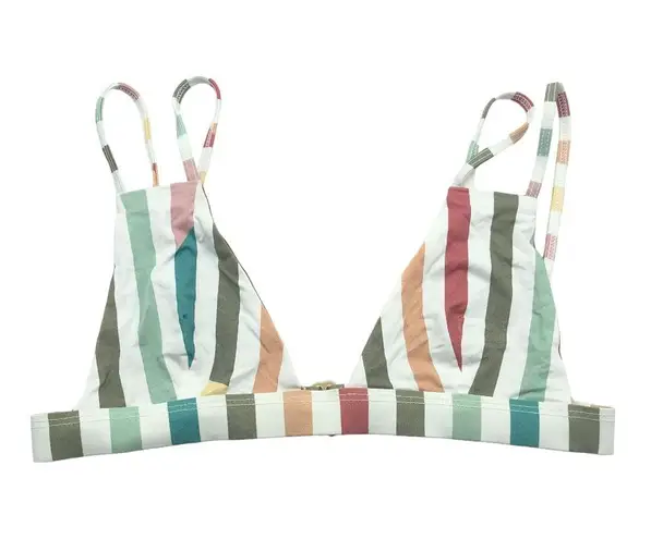 Shore Bikini Top Triangle Strappy Striped White Colorful S