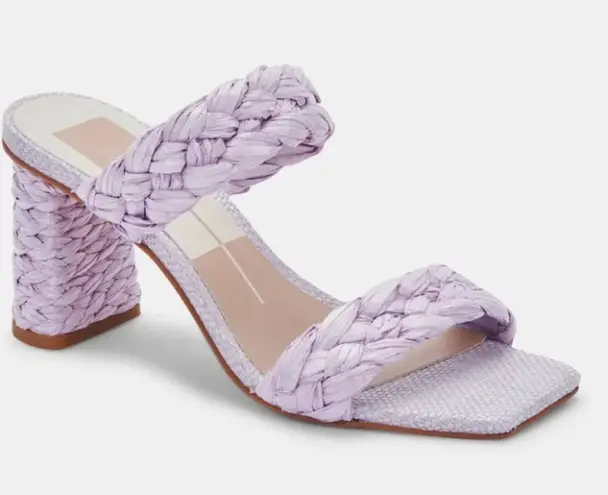 NEW Dolce Vita Paily Lilac Raffia Braided Straps Slip On Open Toe Heeled Sandal Purple Size 10