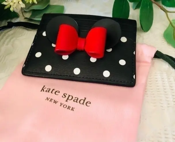 Kate Spade  x Disney Minnie Mouse Bow Polka Dot Cardholder Wallet NWT thumbnail 1