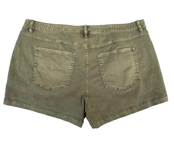 Lane Bryant Signature Fit Mid Rise Midi Shorts Denim Olive Green Plus Size 28