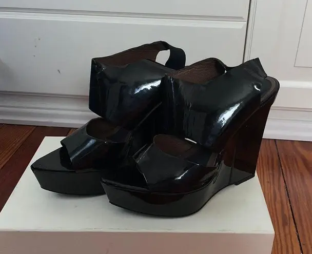 marni black patent leather stump wedge Gaga shoe size 8