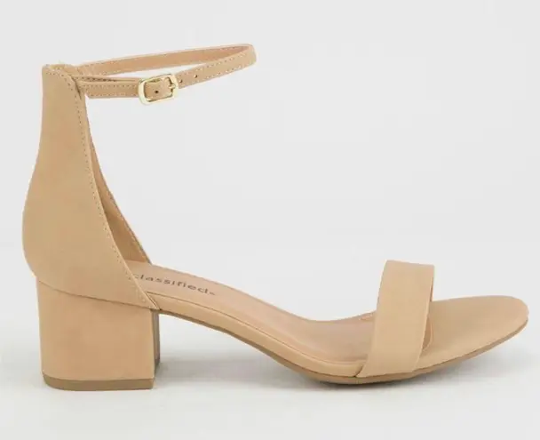 Nude Chunky Heel Ankle Strap Sandal Tan Size 8.5