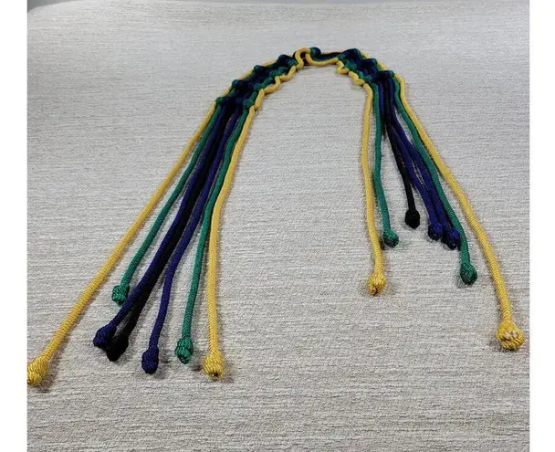 VTG Yves Saint Laurent Trimmings Woven Rope Belt Womens Statement Fringe Boho Yellow