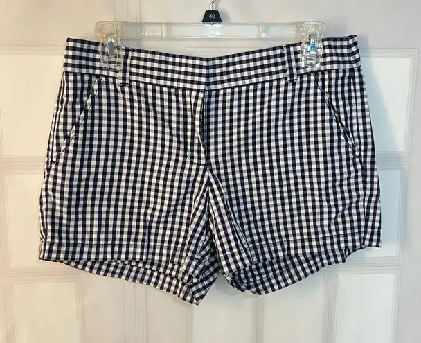 J. Crew Blue White Check Gingham Stretch Flat Front Mid
