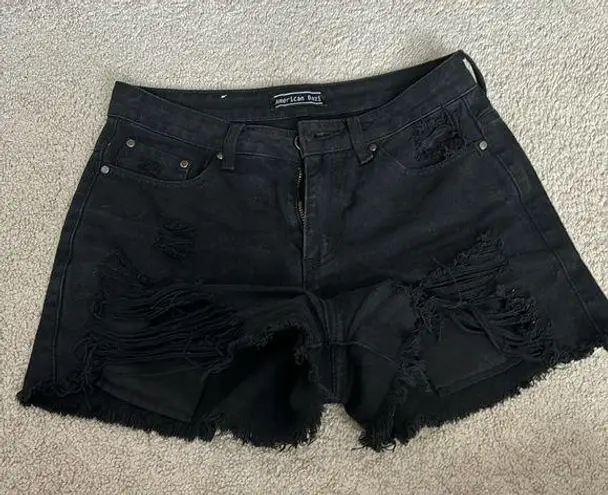 American Bazi Black Denim Shorts