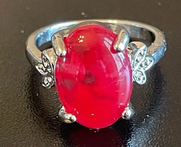 Red sapphire S925 silver ring size 6.5