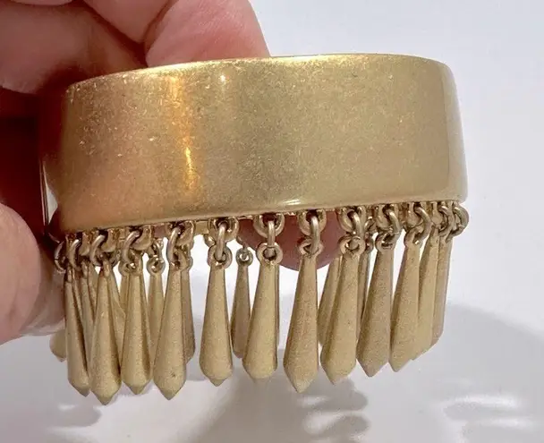 Lia Sophia Brushed Gold Tone Dangle Fringe Magnetic Closure Bangle Bracelet