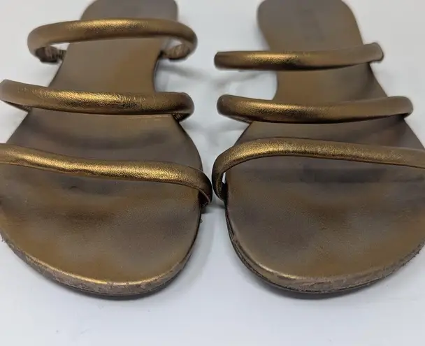 Schutz Flat Gladiator Slip On Sandal Gold Size 6.5