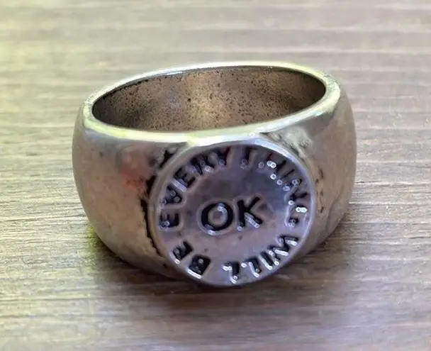 Silver Everything Will Be OK Quote Ring
