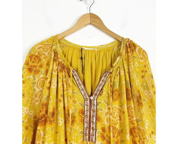 Spell & The Gypsy Mystic Tunic Mini Dress Sunflower Size XS Yellow Long Sleeve