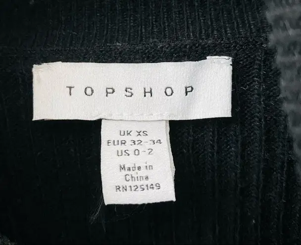 Topshop  Ribbed Turtleneck Pullover Sweater Black/Gray Sz XS