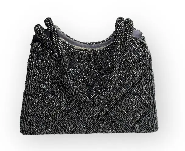 Vintage 50ās: Magid 𣓠Mini Beaded Top Handle Handbag Evening Bag 𣓠Black š£“
