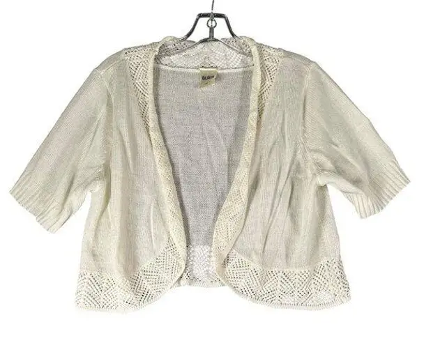 Blair Vtg Womens Medium Cream Scalloped Crochet Shrug Sweater Cardigan