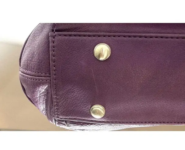 B Makowsky NWT B. Makowsky Purple Leather Hobo Shoulder Bag Silver Hardware Leopard Lining