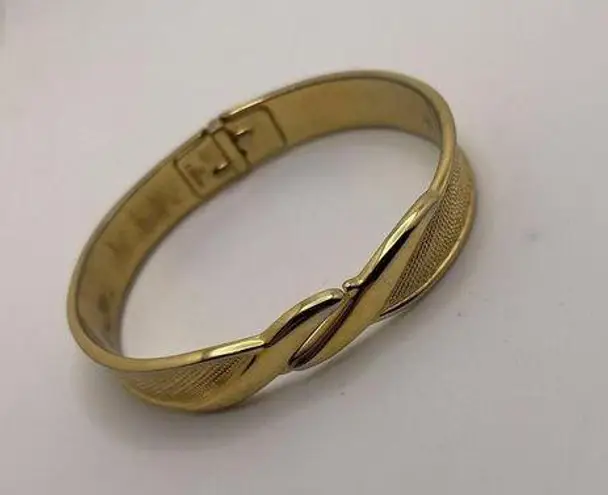 Monet Signed  Costume Jewelry Gold Tone Bangle Bracelet