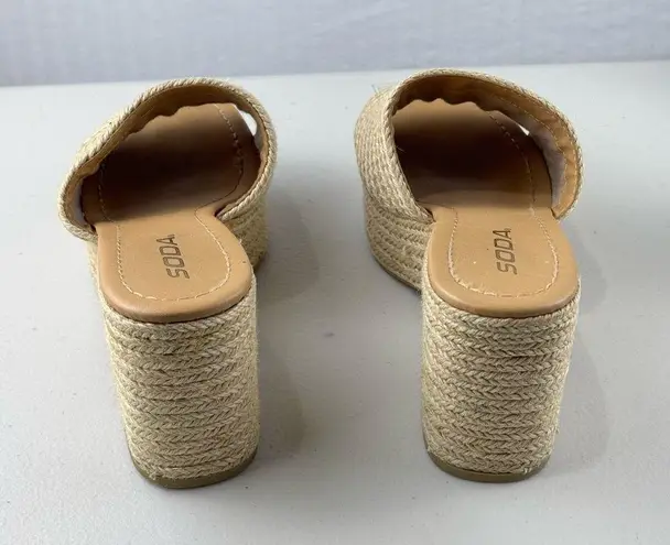 Soda  Bertha Platform Espadrille Raffia Jute Wedge Heel Sandals Women’s Size 6.5